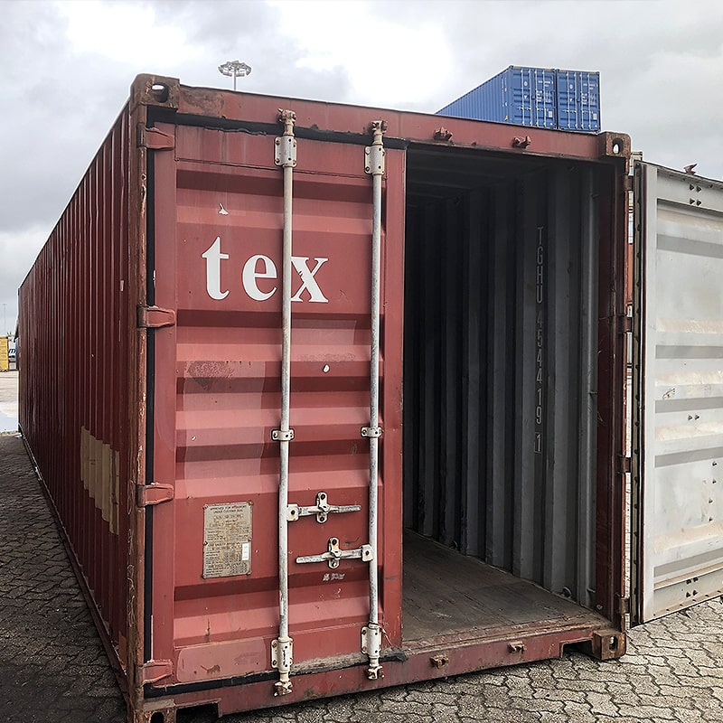 Contentor 20 pés usado vermelho Textainer exterior