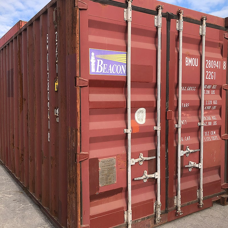 contentor 20 pés usado vermelho Beacon classe A CW